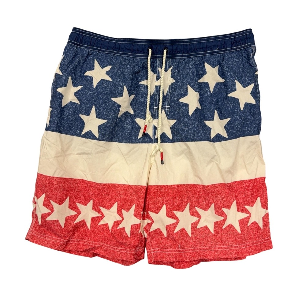 Tommy Hilfiger Swim Trunks Mens XL USA Flag Stars Elastic Waist Mesh Lined